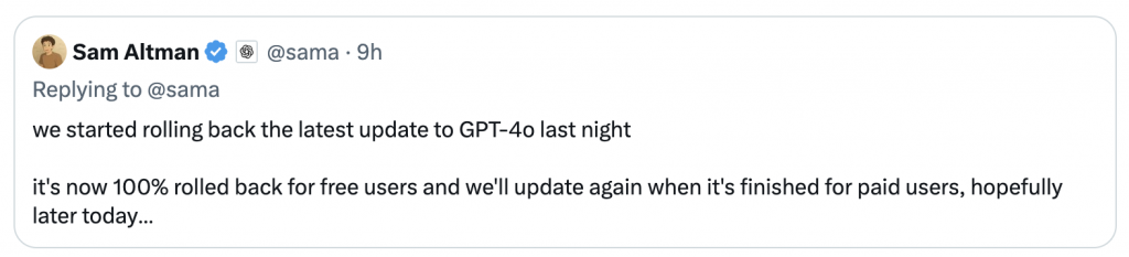 关于GPT4o回滚这件小事